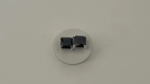 Black Crystal Studs - Sterling Silver
