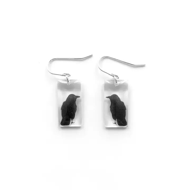 Black Drop Designs - Earrings - Small Rectangular (Crow)