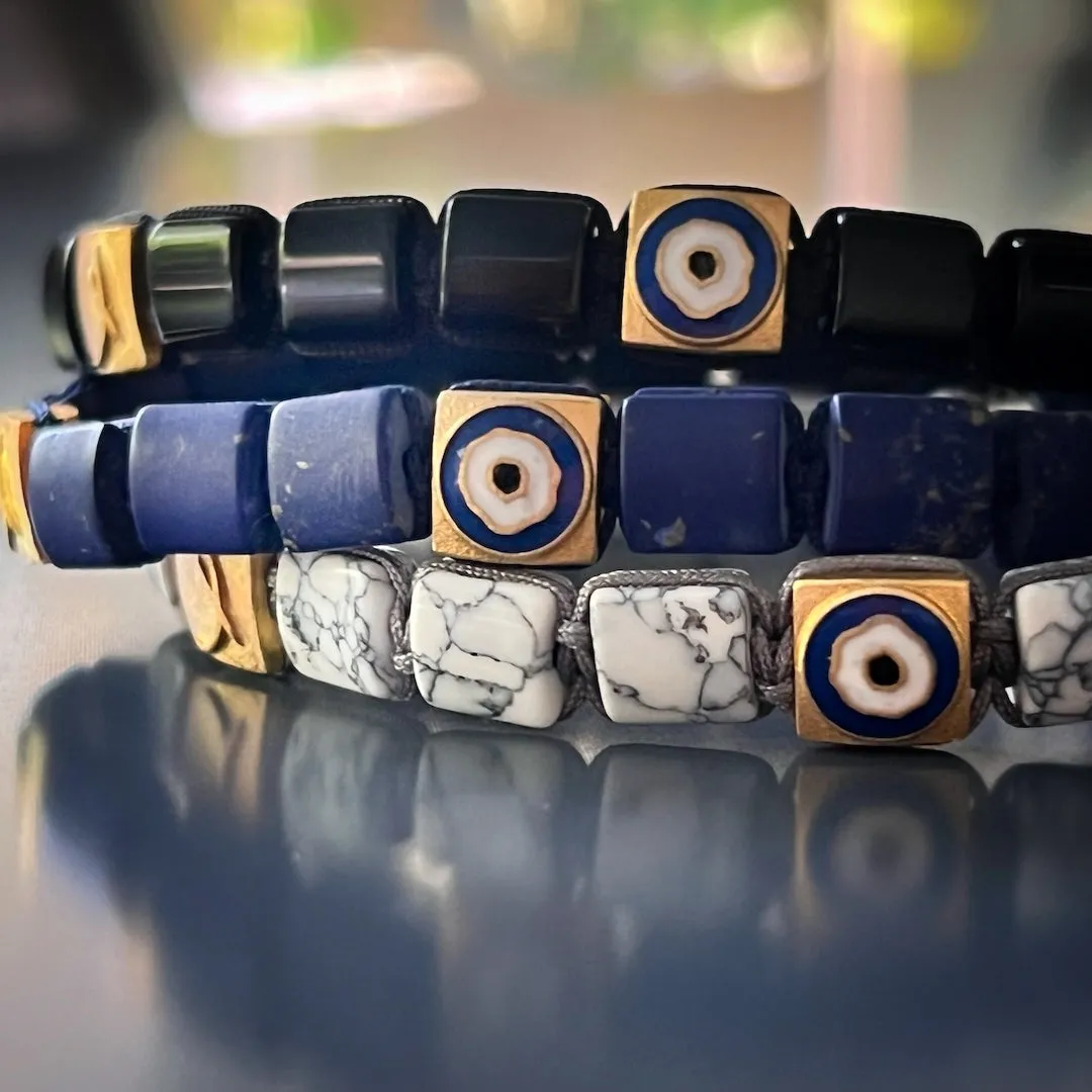 Black Energy Solid Gold Evil Eye Woven Bracelet