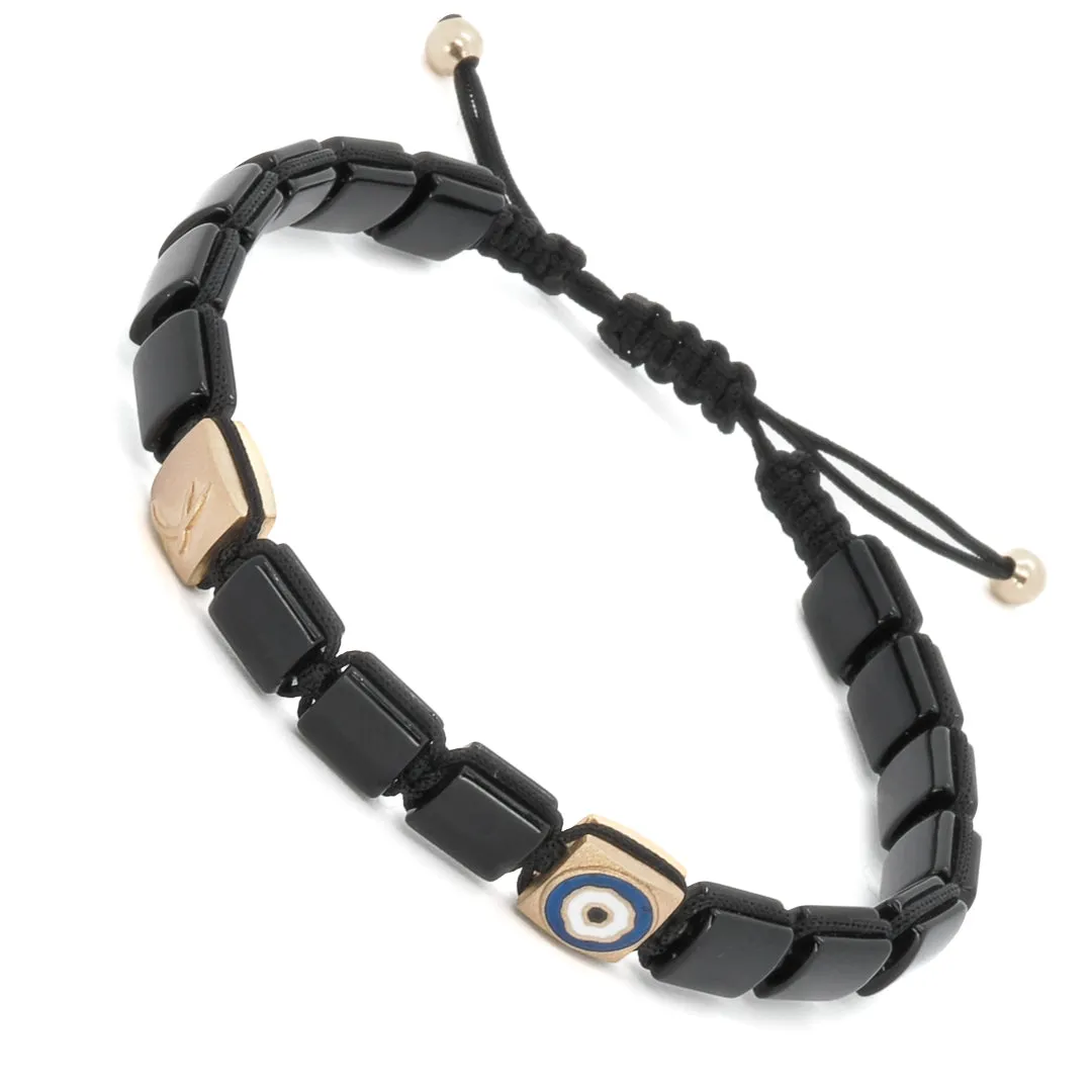 Black Energy Solid Gold Evil Eye Woven Bracelet