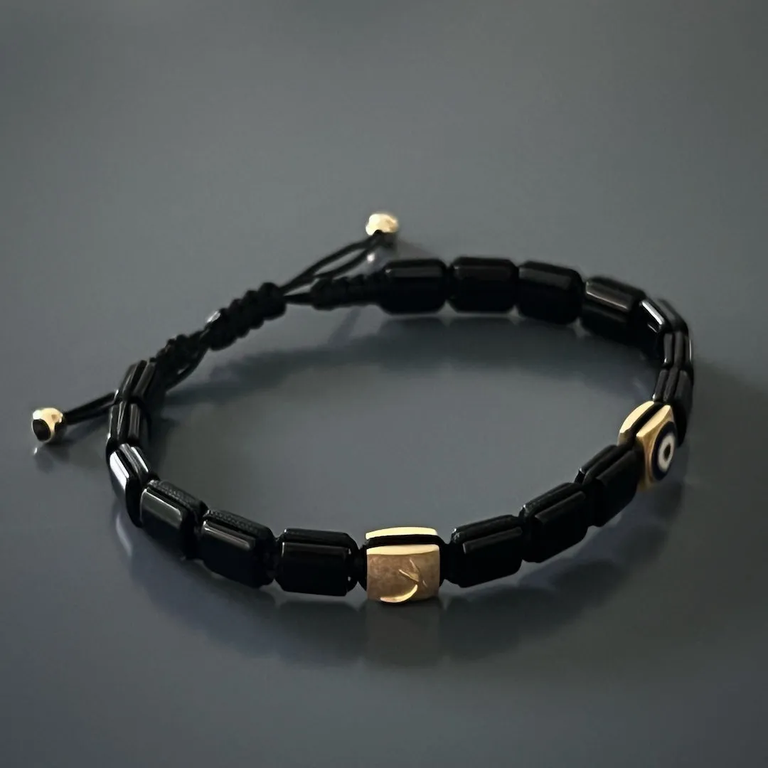 Black Energy Solid Gold Evil Eye Woven Bracelet