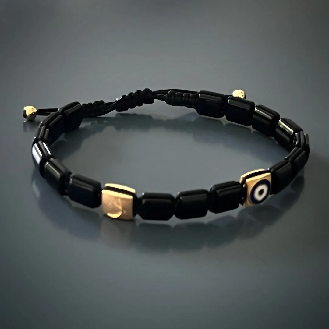 Black Energy Solid Gold Evil Eye Woven Bracelet