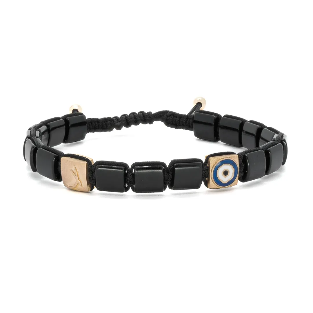 Black Energy Solid Gold Evil Eye Woven Bracelet