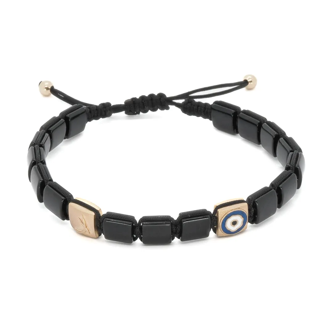 Black Energy Solid Gold Evil Eye Woven Bracelet
