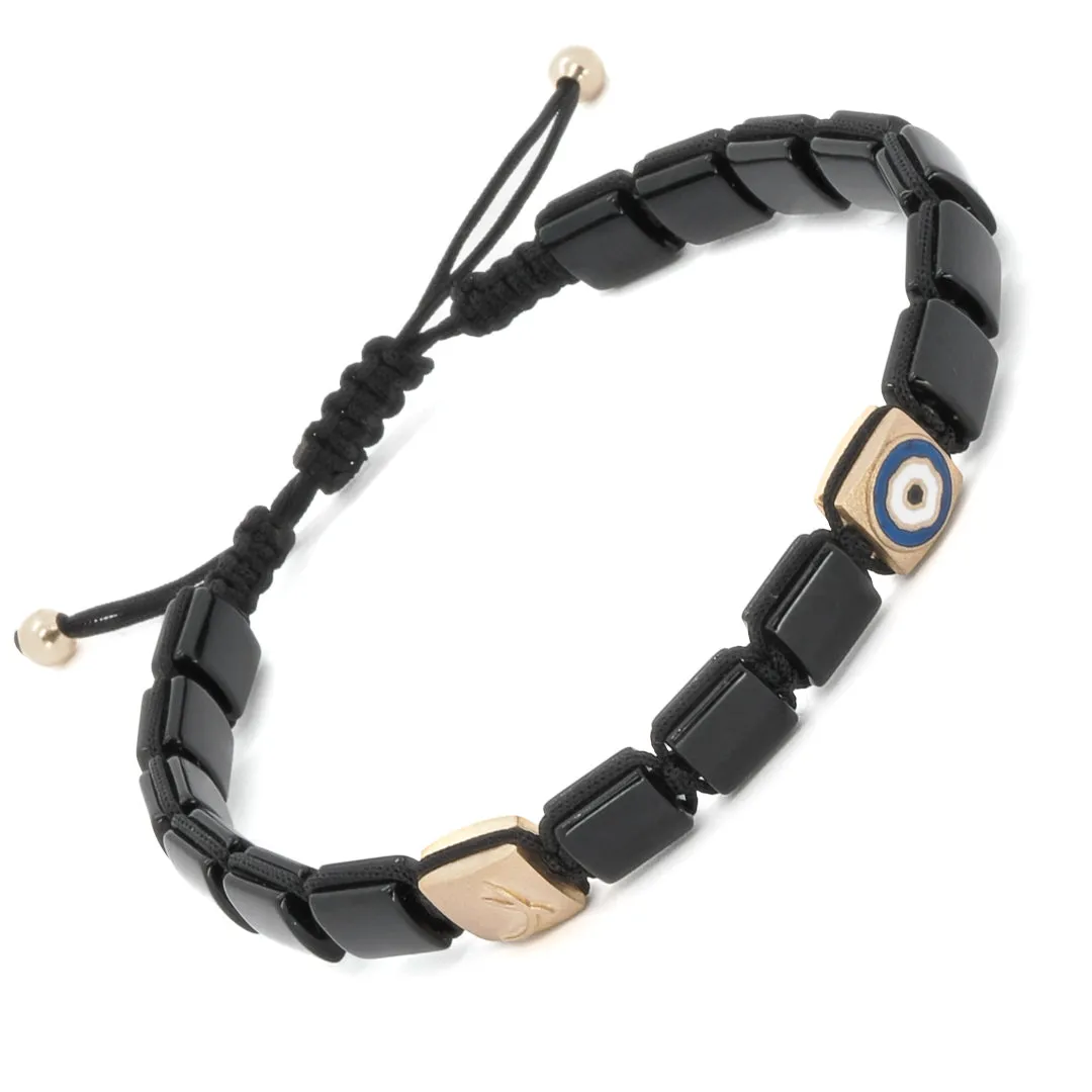 Black Energy Solid Gold Evil Eye Woven Bracelet