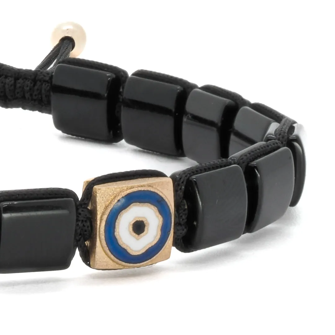 Black Energy Solid Gold Evil Eye Woven Bracelet