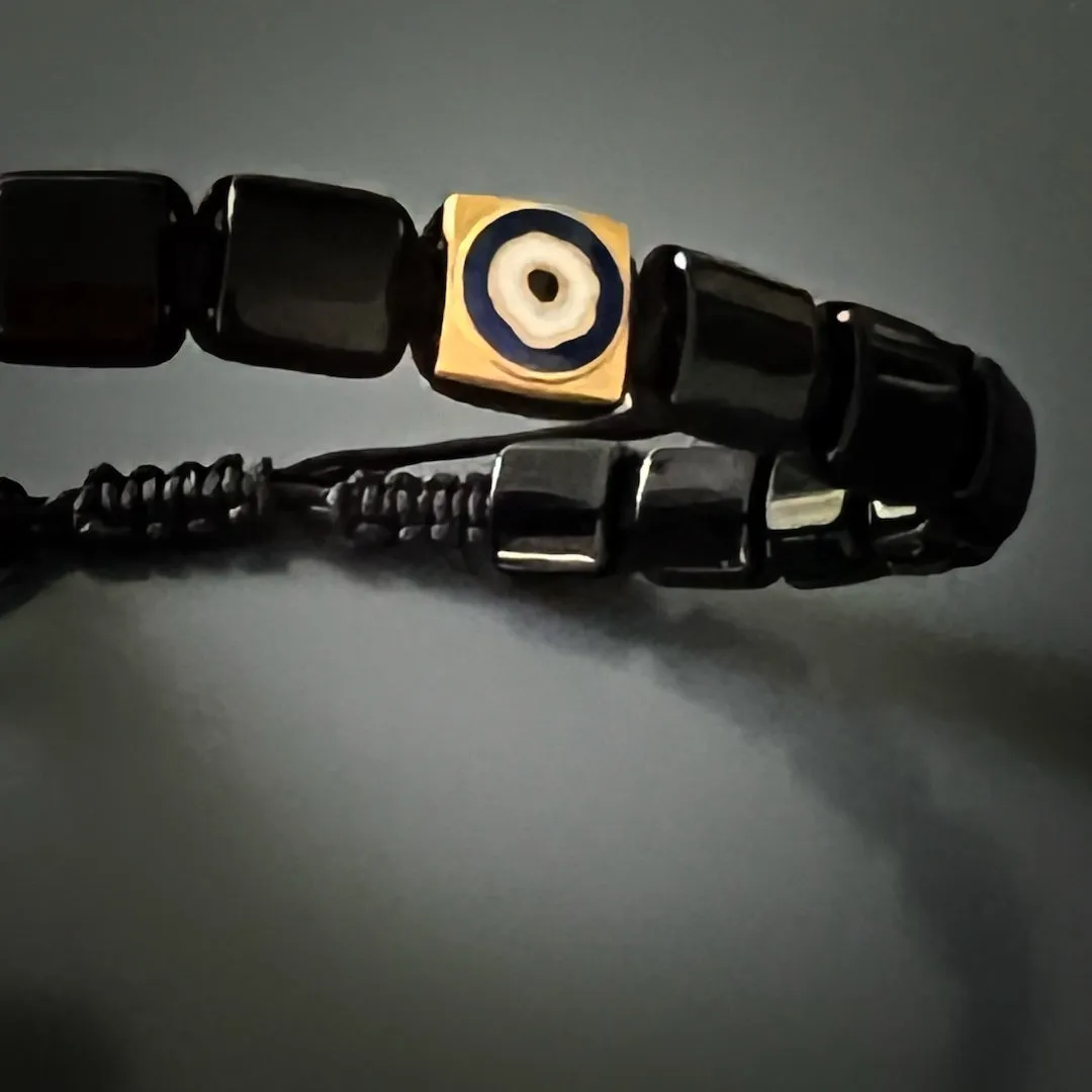 Black Energy Solid Gold Evil Eye Woven Bracelet