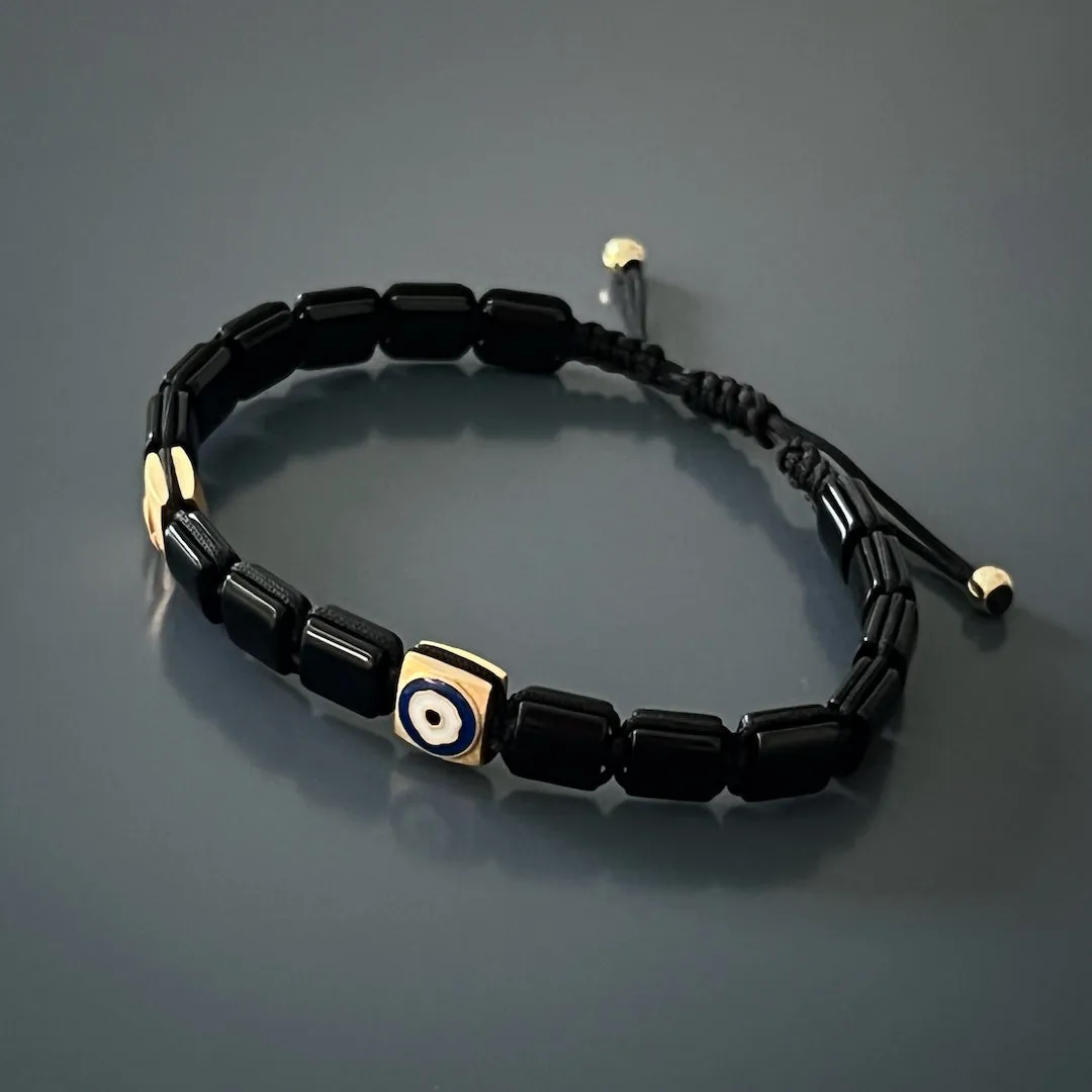 Black Energy Solid Gold Evil Eye Woven Bracelet