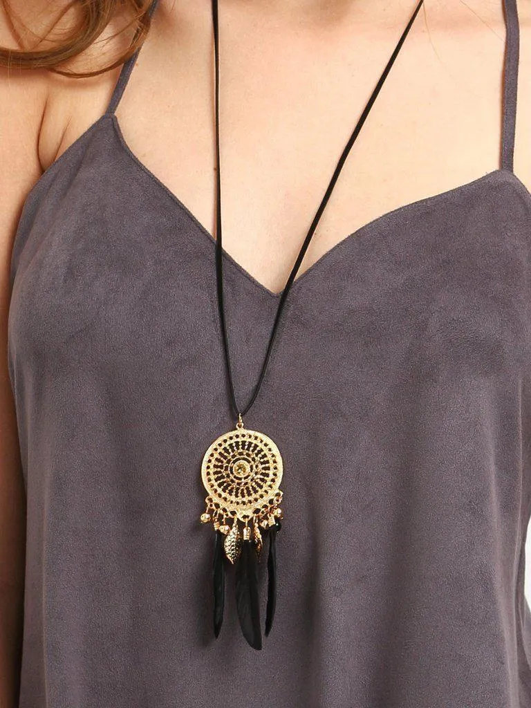 Black Hollow Pendant Necklace