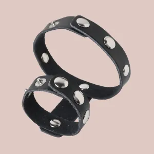 Black Leather Adjustable Penis & Testicle Ring