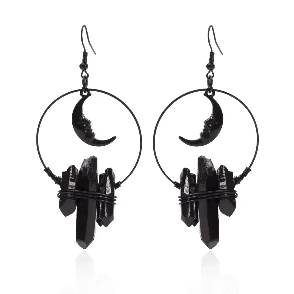 Black Moon Witch Crystal Earrings for Enchanting Style