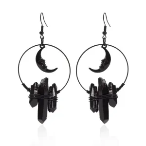 Black Moon Witch Crystal Earrings for Enchanting Style