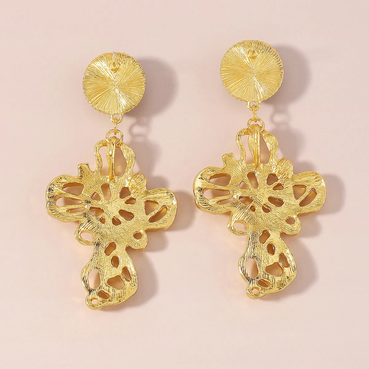 Black Resin & 18K Gold-Plated Cross Drop Earrings