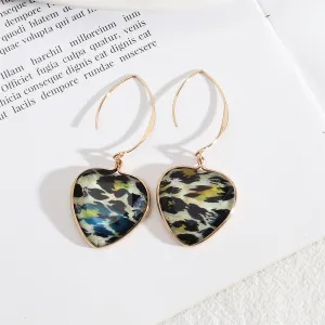 Black Resin & 18K Gold-Plated Leopard Heart Drop Earrings