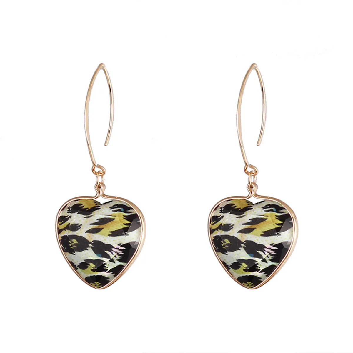 Black Resin & 18K Gold-Plated Leopard Heart Drop Earrings