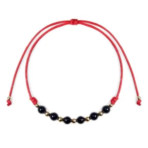 Black Tourmaline & 14K Gold Red Bracelet