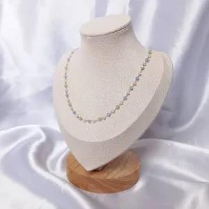 Blue & Pink Bead Necklace - Bead Necklaces,Blue Necklace,Pink Necklace,Green Necklace,Small Necklace,Delicate Necklace,Pastel Necklace