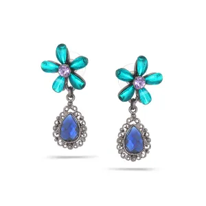 BLUE AQUA GREEN CEYSTAL EARRINGS #243MT3401 (1B17/1A11)