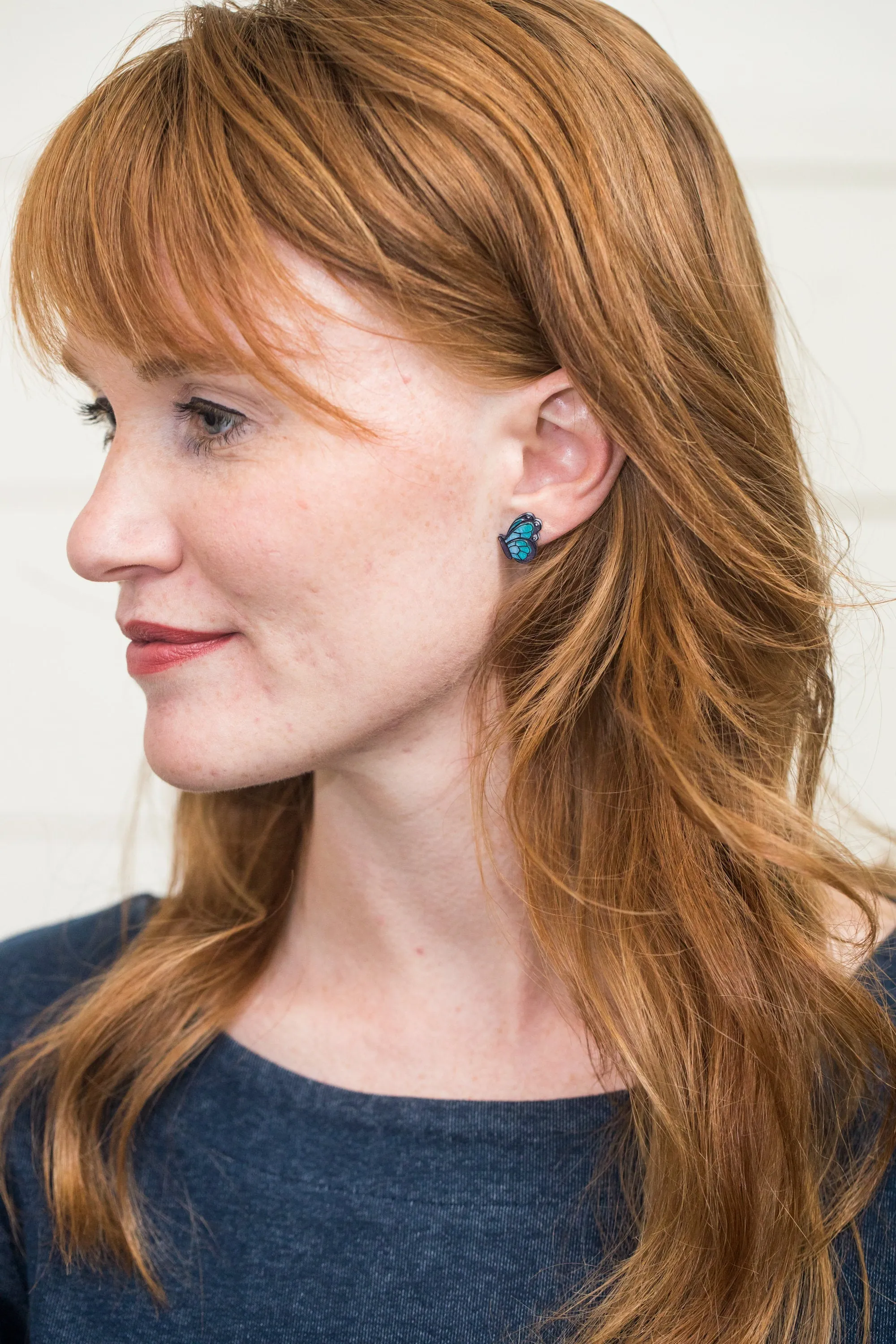 Blue Butterfly Stud Earrings