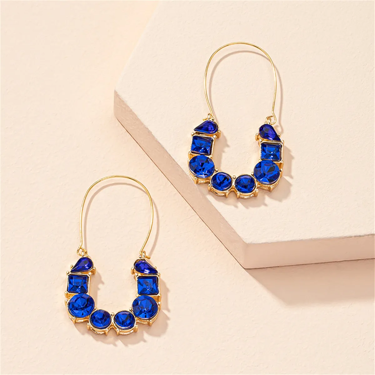 Blue Crystal & 18K Gold-Plated Drop Earrings