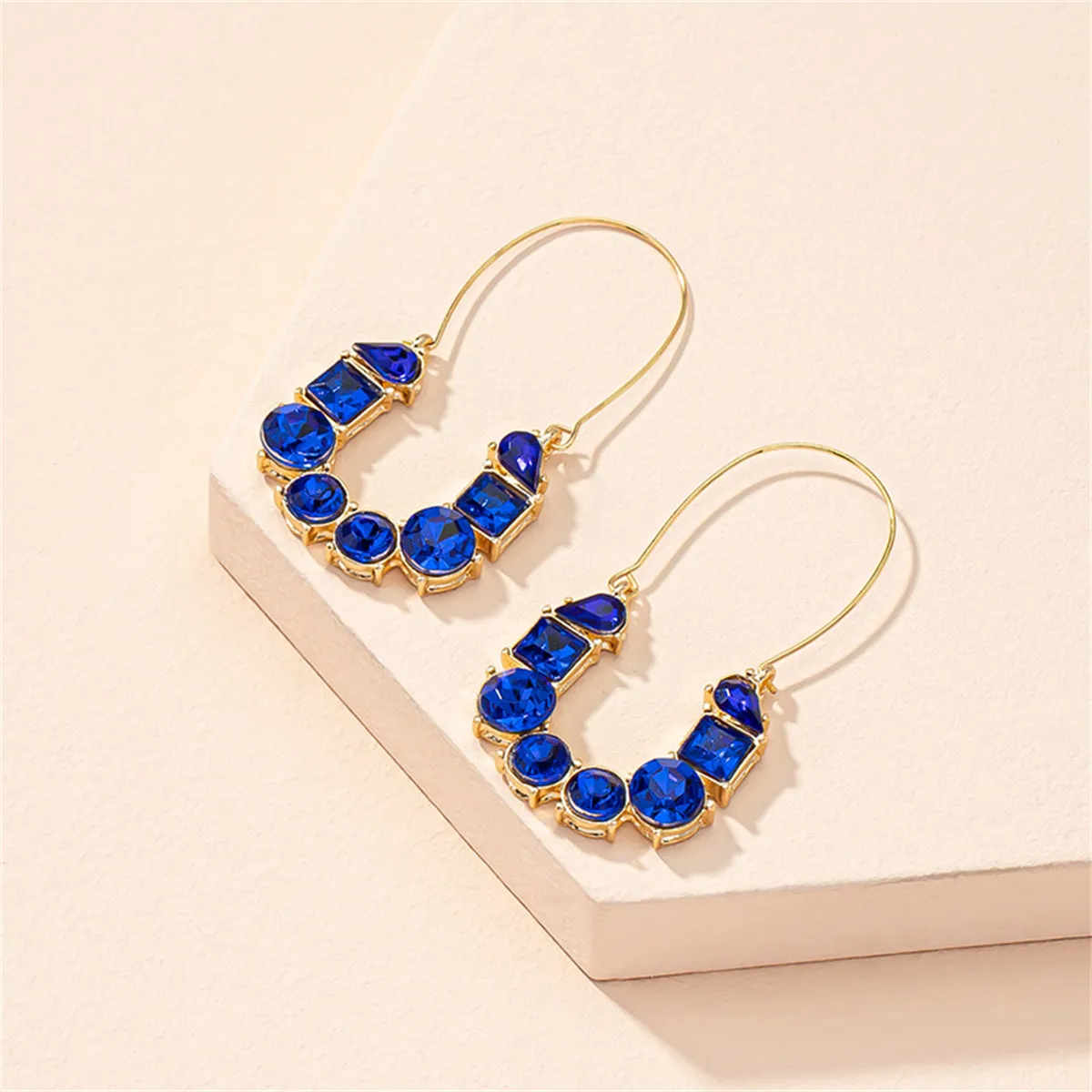 Blue Crystal & 18K Gold-Plated Drop Earrings