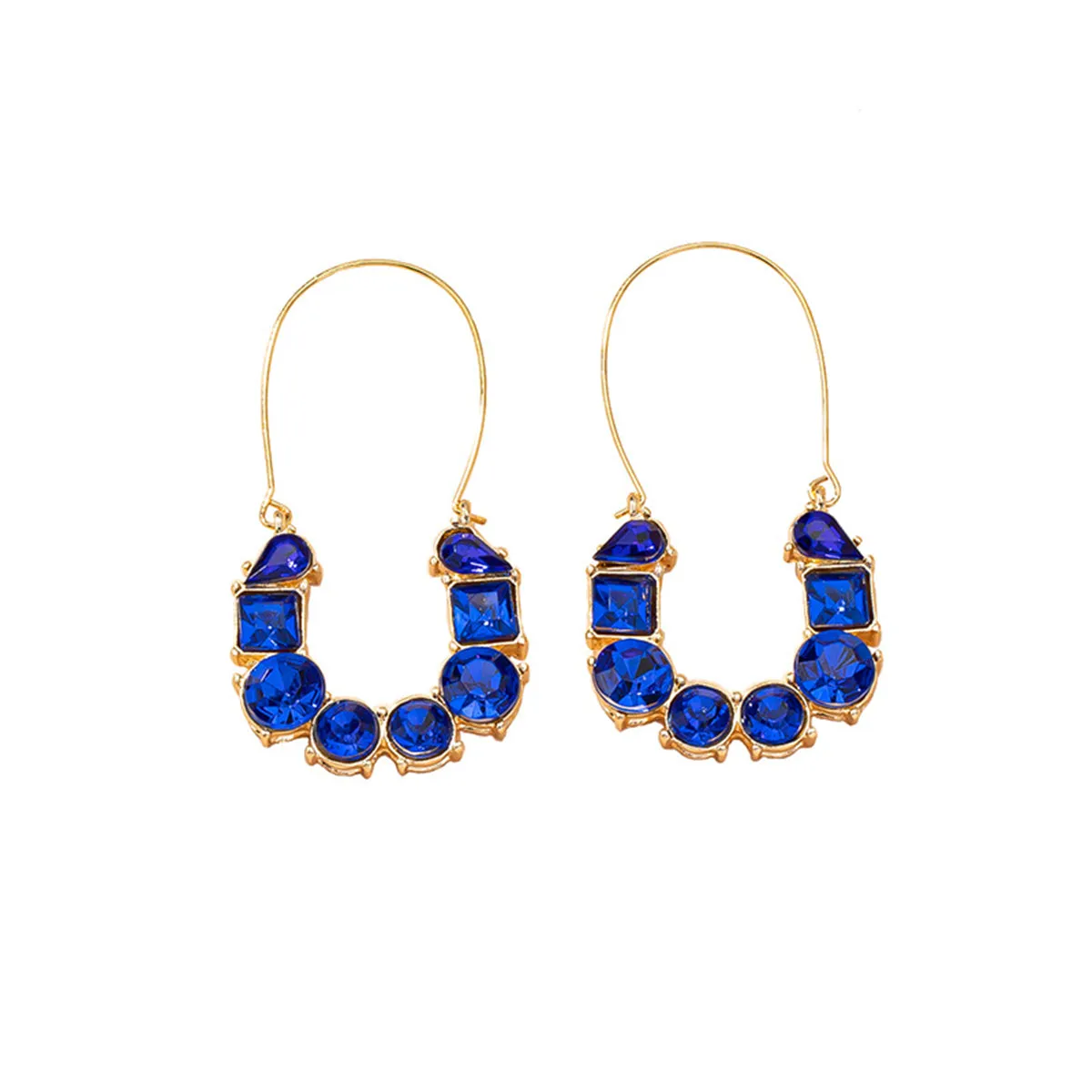 Blue Crystal & 18K Gold-Plated Drop Earrings