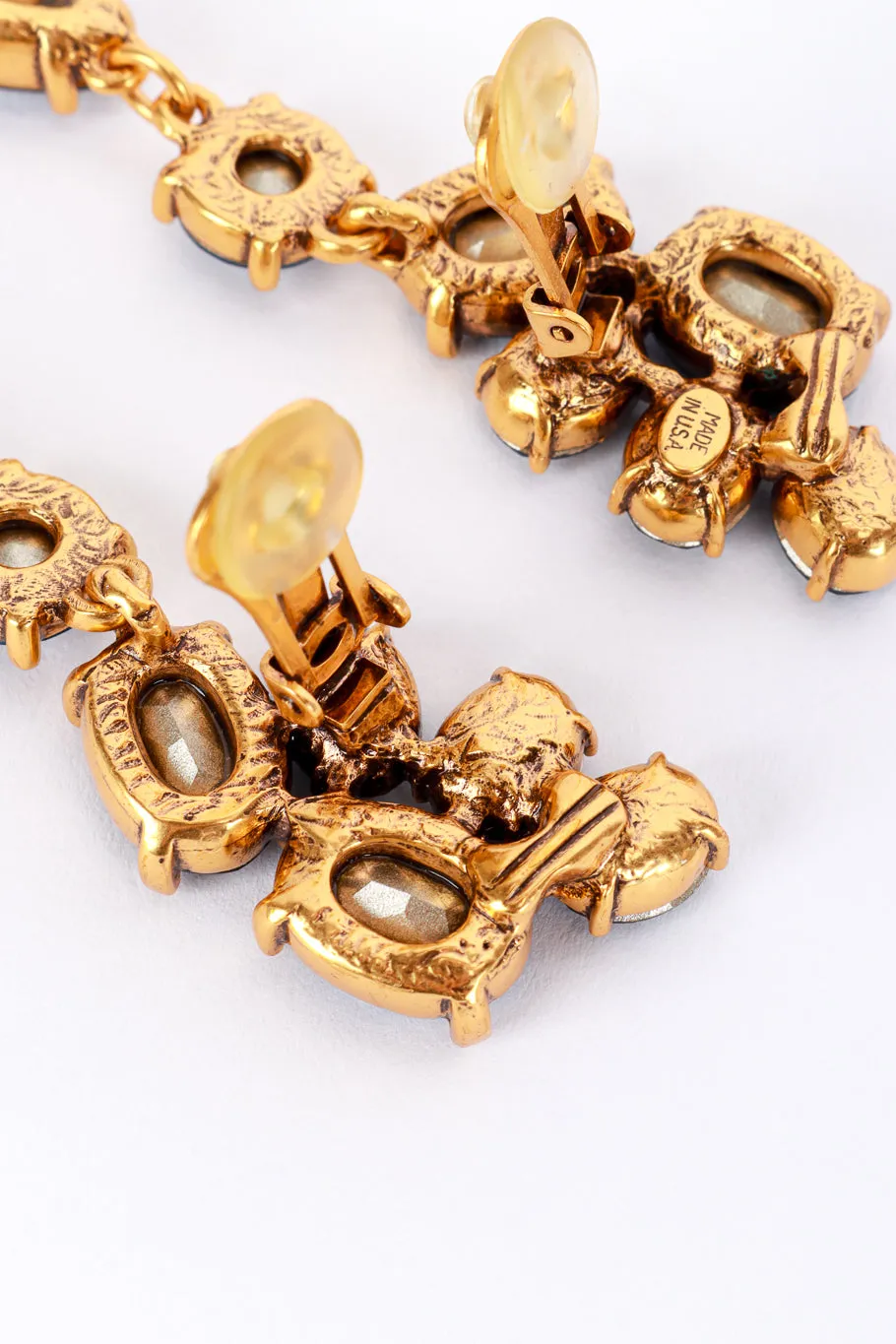 Blue Gem Cluster Drop Earrings