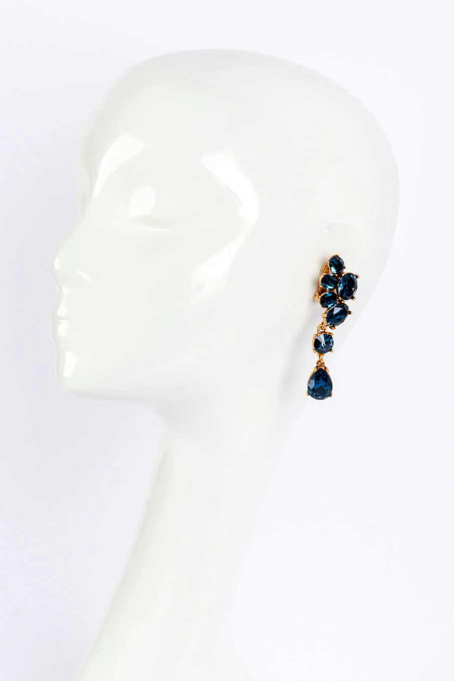 Blue Gem Cluster Drop Earrings