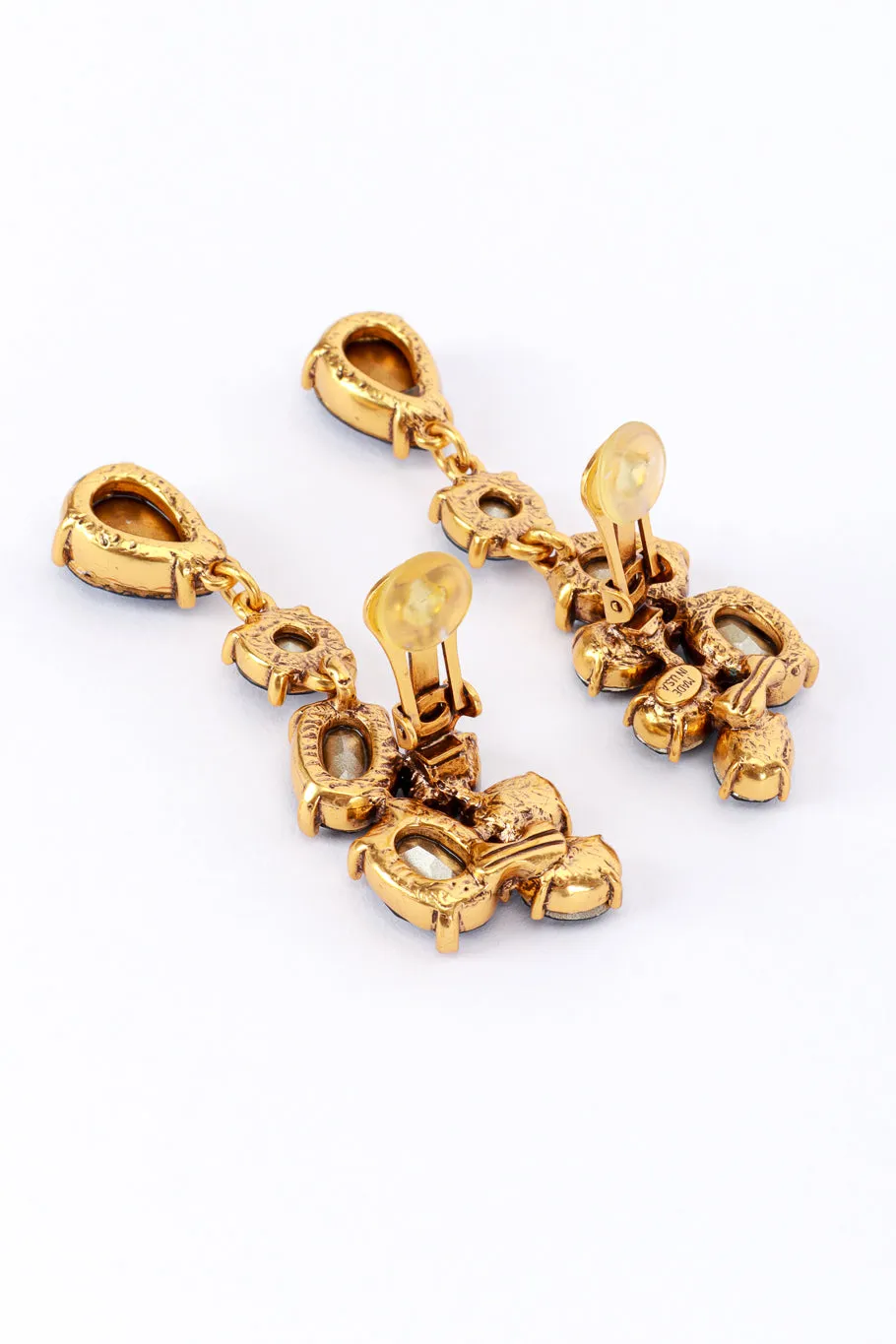 Blue Gem Cluster Drop Earrings
