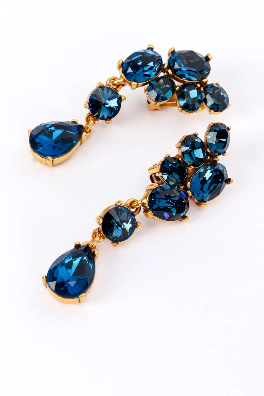 Blue Gem Cluster Drop Earrings