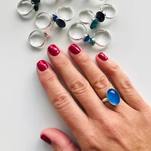 Blue Onyx Gemstone Ring