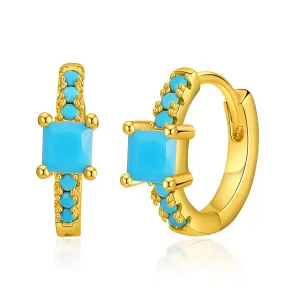 Blue Resin & 18K Gold-Plated Princess-Cut Huggie Earrings