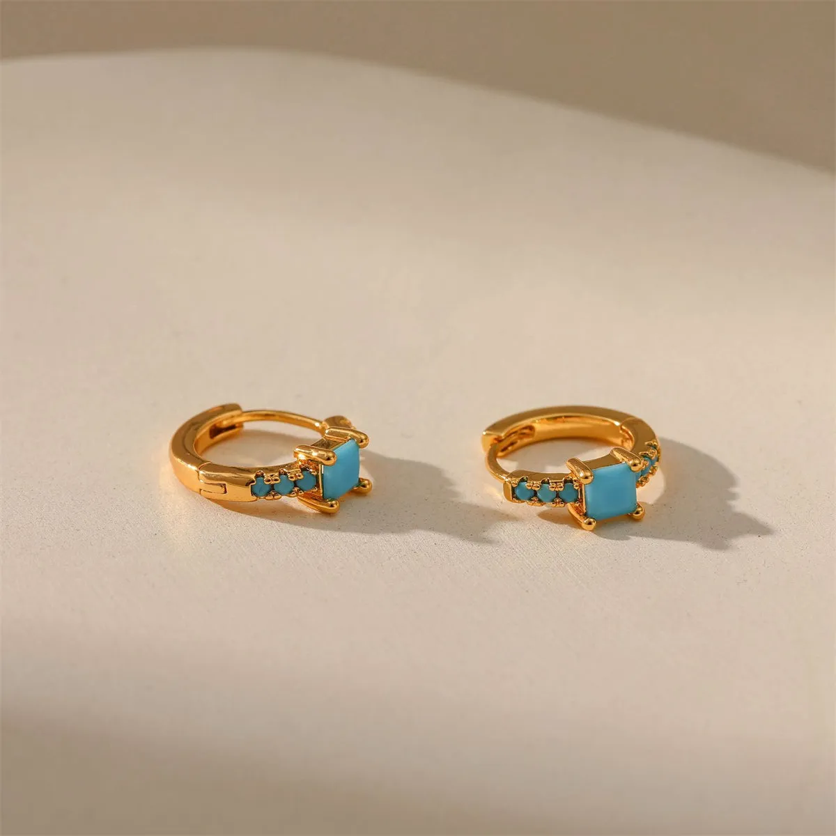 Blue Resin & 18K Gold-Plated Princess-Cut Huggie Earrings