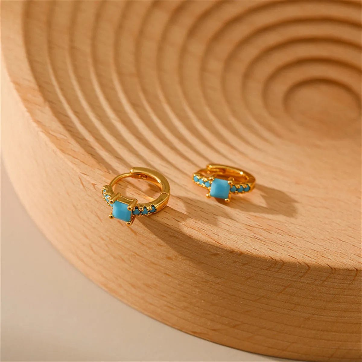 Blue Resin & 18K Gold-Plated Princess-Cut Huggie Earrings