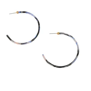 Blue Resin Hoop Earrings