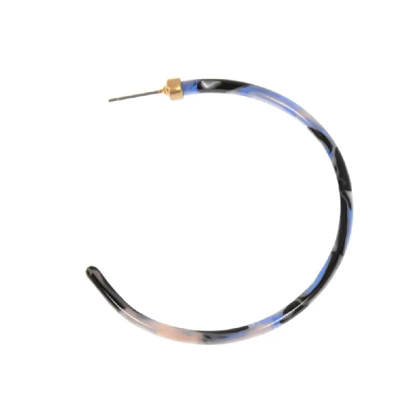 Blue Resin Hoop Earrings