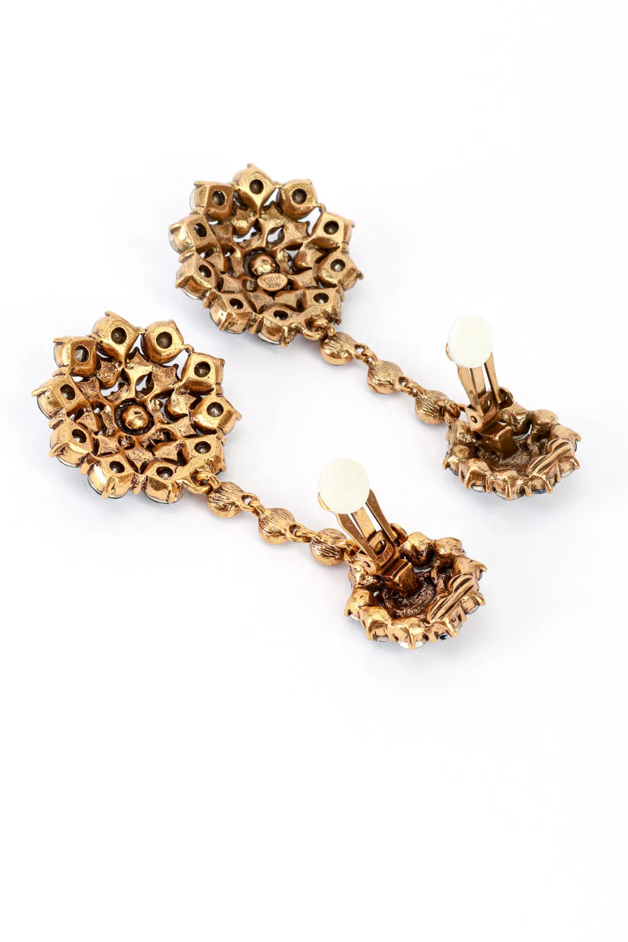 Blues Crystal Floral Starburst Drop Earrings