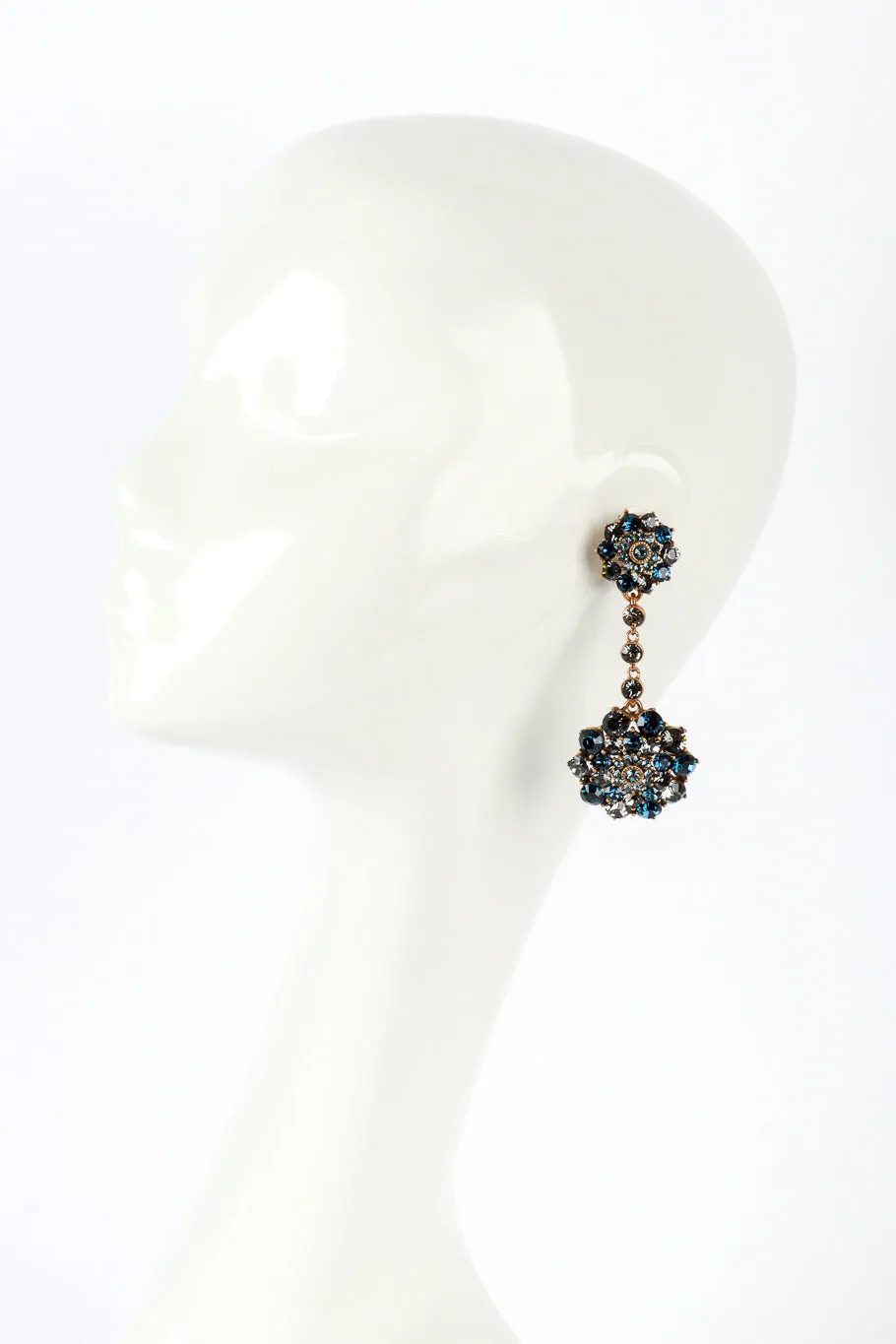 Blues Crystal Floral Starburst Drop Earrings
