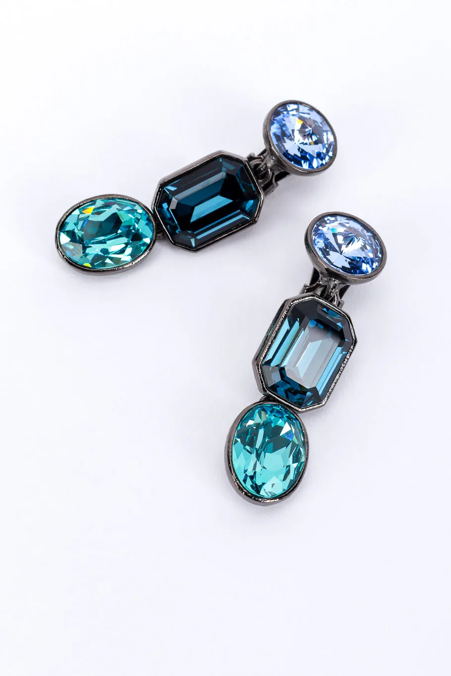 Blues Crystal Link Drop Earrings