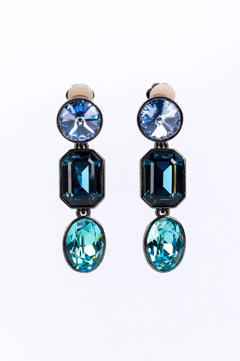 Blues Crystal Link Drop Earrings