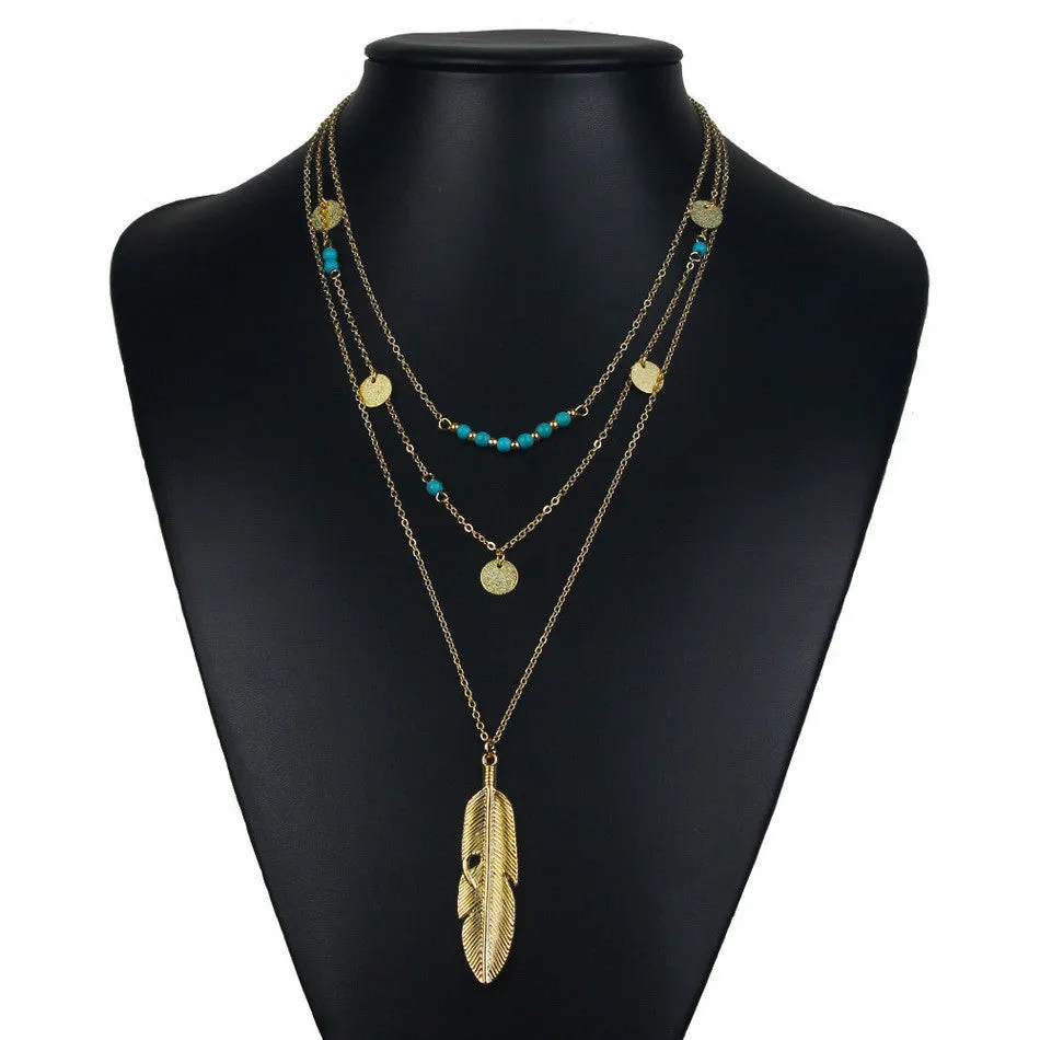 Bohemian Choker Necklace Women Natural Stone Tassel Long Necklaces & Pendants Fashion Necklaces Women Gold Plated Silver Jewelry