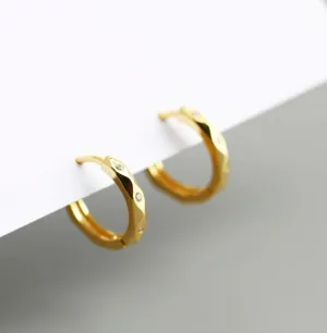 Boho & Mala Huggies 18k Gold Hoop Earrings
