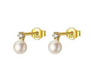 Boho & Mala Pearl 18k Gold Stud Earrings