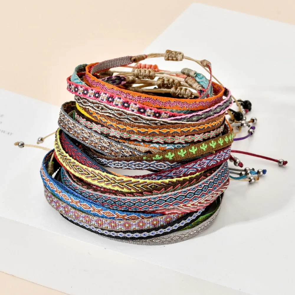 Boho Colorful Woven Rope String Bracelet, Wrap Bracelet, Bohemian Bracelet
