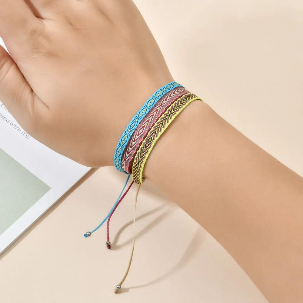 Boho Colorful Woven Rope String Bracelet, Wrap Bracelet, Bohemian Bracelet