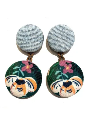 BOTÓN DE AZÚCAR- Double Earrings - Denim Flowers