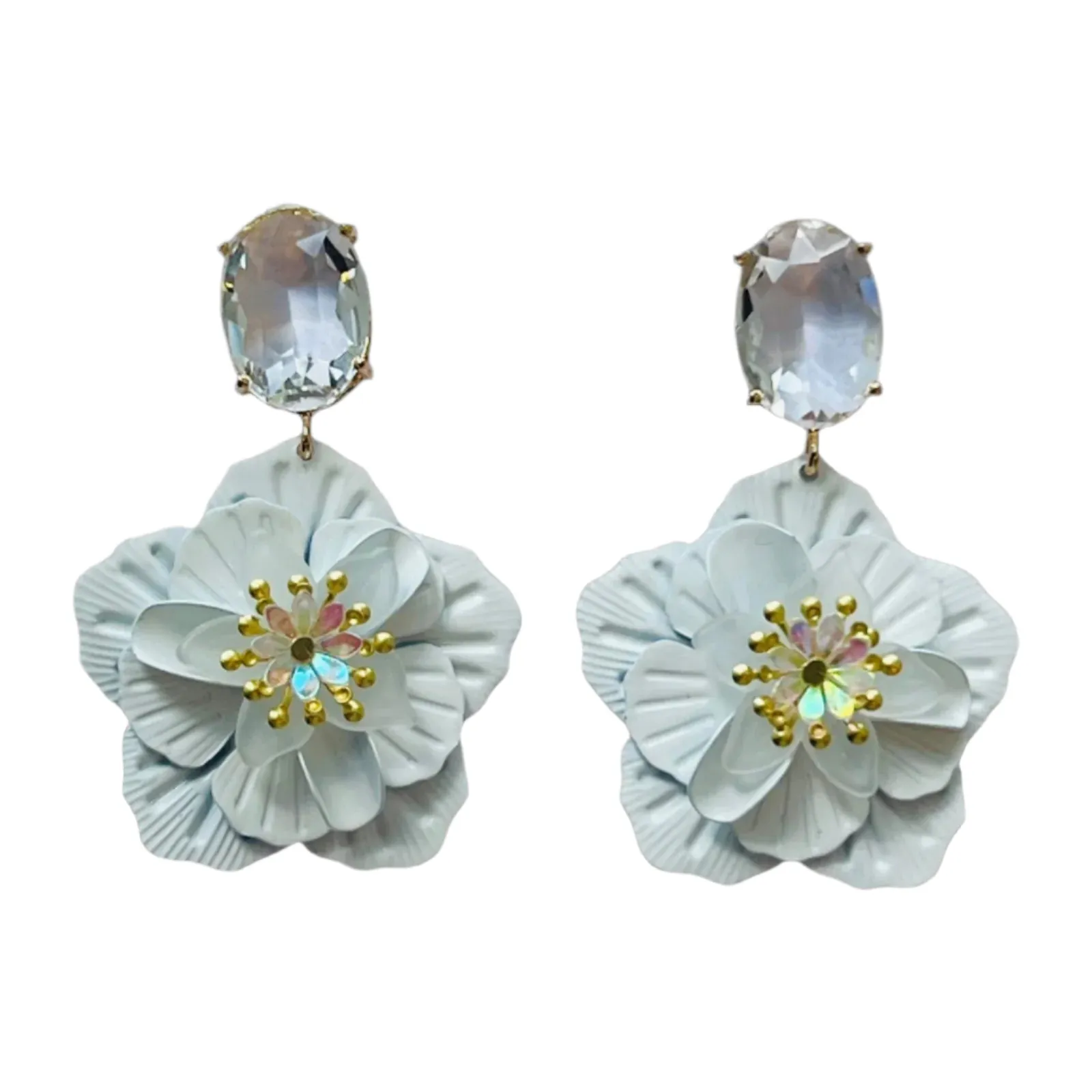 Bouquet Post Earrings White