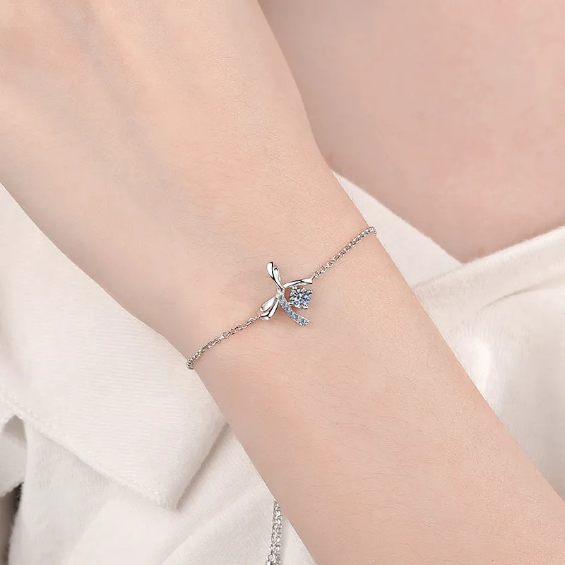 Bow-Knot Round Cut Moissanite Diamond Bracelet