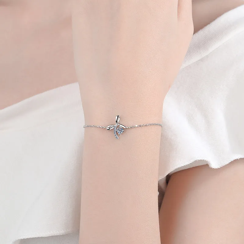 Bow-Knot Round Cut Moissanite Diamond Bracelet