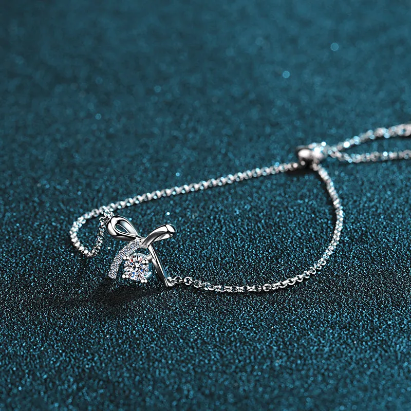 Bow-Knot Round Cut Moissanite Diamond Bracelet